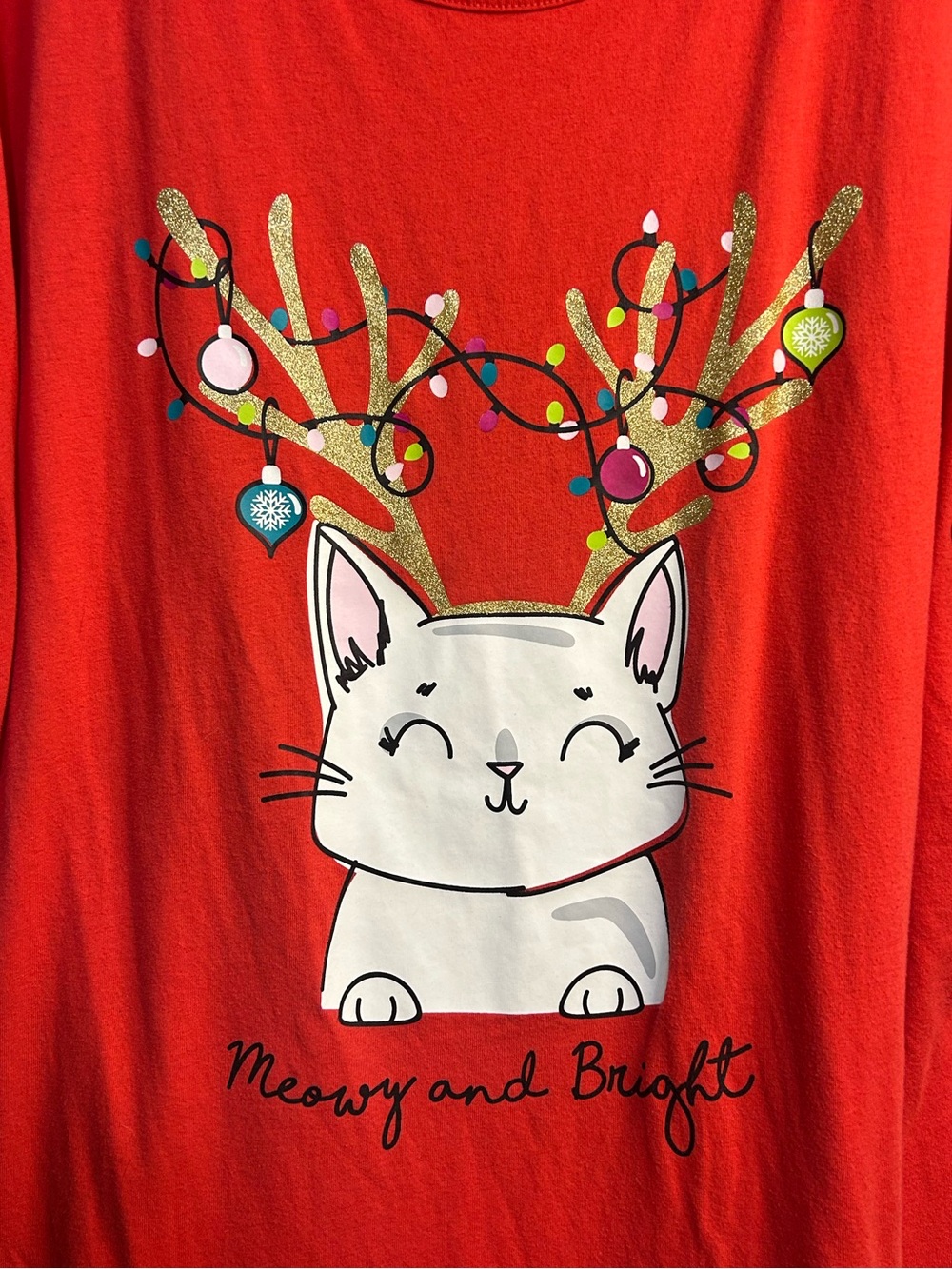 5 for $25🔥Secret Treasures "Meowy and Bright" Red Shirt Gown 2X-3X (20W-24W) - Picture 3 of 5